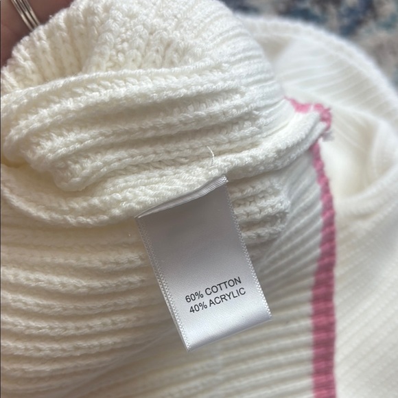 Kerri Rosenthal Pink and White Crew Neck Sweater with Playful Motifs - Picture 3 of 6